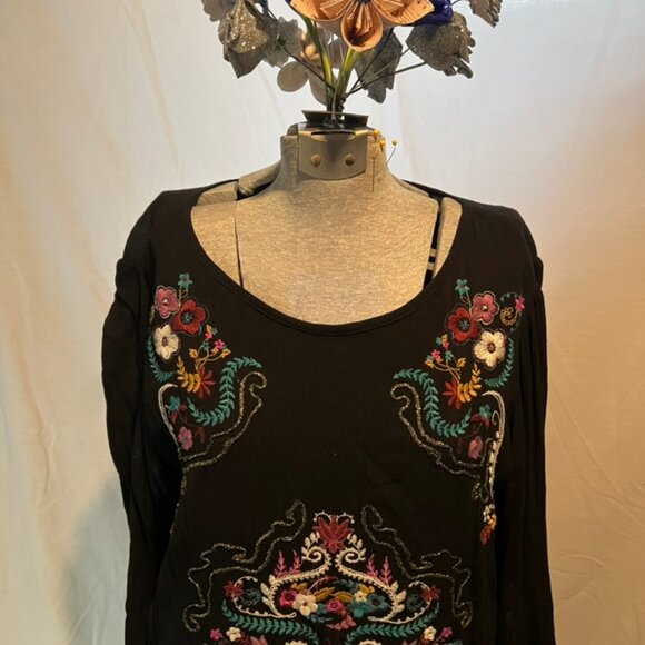 Black Embroidered Tunic Dress - Picture 2 of 5